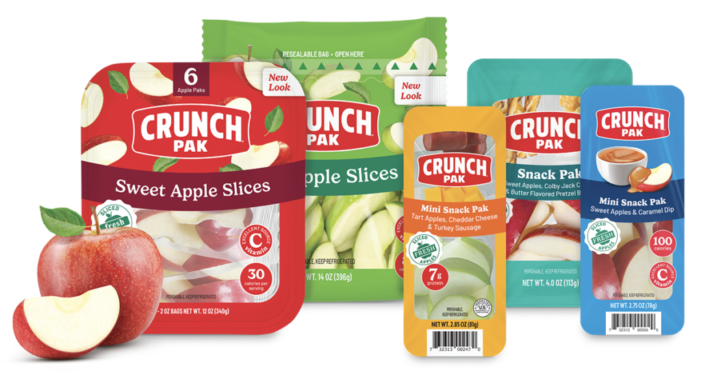 a grouping of crunch pak products